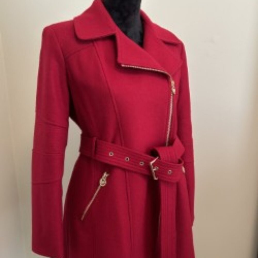 MICHAEL Michael Kors Medium Red Wool Blend Belted Coat